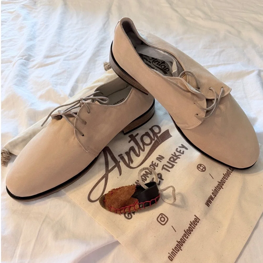 Aintap Barefoot Tan Leather Minimalist Dress Shoes Sz M7.5 W8.5 Handmade Turkey